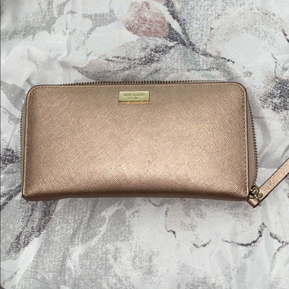 Kate Spade Rose Gold Zip Around Wallet